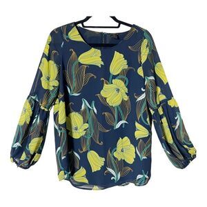 Ann Taylor Women’s Balloon Sleeve Office Siren Floral Blouse Size Medium